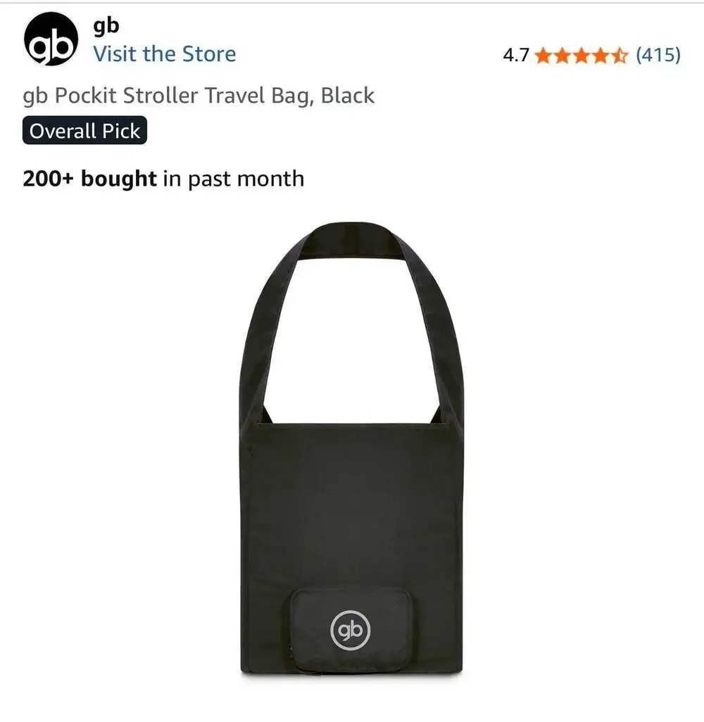 gb Pockit Stroller Travel Bag, Black